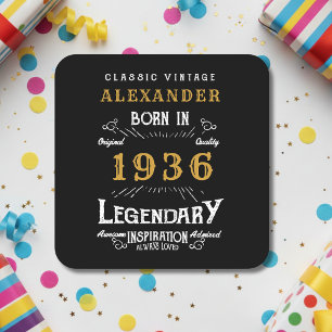Personalisierter 90. Geburtstag 1936 Vintage-Legen Rechteckiger Pappuntersetzer