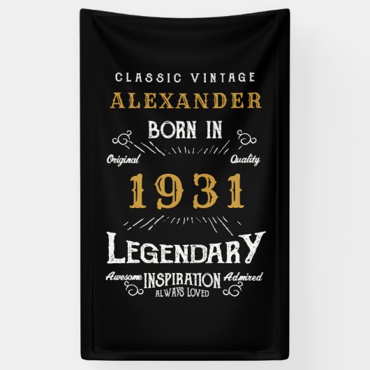 Personalisierter 90. Geburtstag Geboren 1931 Vinta Banner (Vertikal)