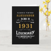 Personalisierter 90. Geburtstag Geboren 1931 Vinta Karte (Gelbe Blume)