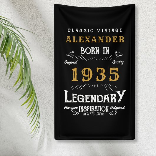 Personalisierter 90. Geburtstag Geboren 1935 Vinta Banner