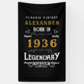 Personalisierter 90. Geburtstag Geboren 1936 Retro Banner (Vertikal)