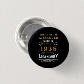Personalisierter 90. Geburtstag Geboren 1936 Vinta Button (Vorne & Hinten)