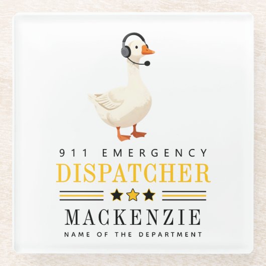 Personalisierter 911-Dispatcher-Gans mit Headset Glasuntersetzer (Vorderseite)