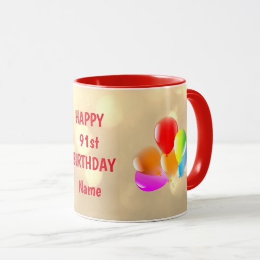 Personalisierter 91. Geburtstag Tasse (VorderseiteRechts)