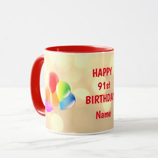 Personalisierter 91. Geburtstag Tasse (Vorderseite Links)