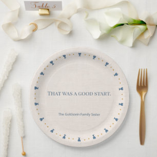 Personalisierter 9" Passah-Seder-Abendbrotteller i Pappteller
