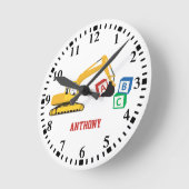 Personalisierter ABC-Baggerlastwagen Runde Wanduhr (Winkel)