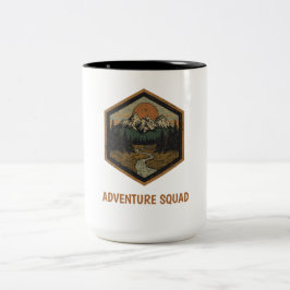 Personalisierter Abenteuer-Trupp-Camping-Mug Zweifarbige Tasse