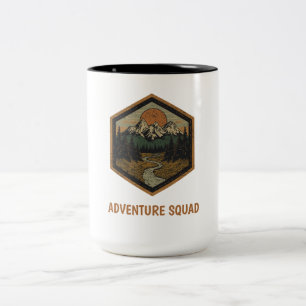 Personalisierter Abenteuer-Trupp-Camping-Mug Zweifarbige Tasse