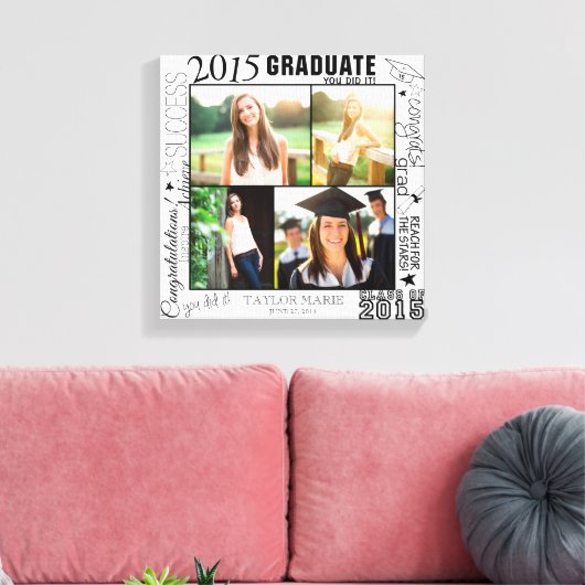 Personalisierter Abschluss 2015 FotoCollage Leinwanddruck (Insitu (Wohnzimmer))