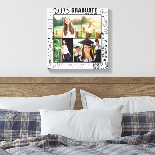 Personalisierter Abschluss 2015 FotoCollage Leinwanddruck (Insitu (Schlafzimmer))