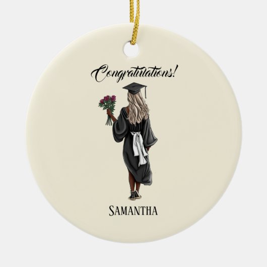 Personalisierter Abschluss (4) Keramik Ornament (Vorne)