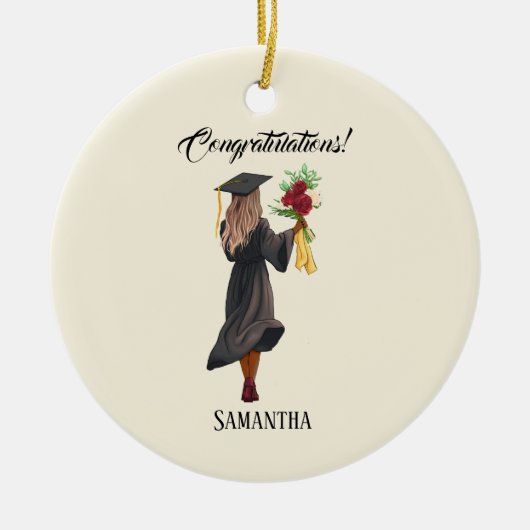 Personalisierter Abschluss (5) Keramik Ornament (Vorne)