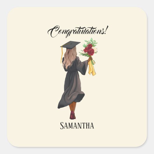 Personalisierter Abschluss (5) Quadratischer Aufkleber (Vorderseite)
