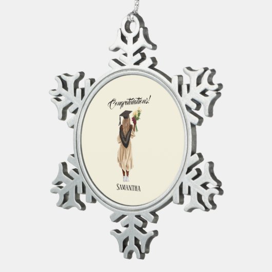 Personalisierter Abschluss (6) Schneeflocken Zinn-Ornament (Rechts)