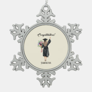 Personalisierter Abschluss (8) Schneeflocken Zinn-Ornament