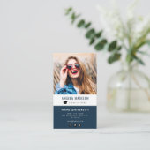 personalisierter Abschluss aus Foto, blau Visitenkarte (Stehend Vorderseite)