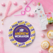 Personalisierter Abschluss aus lila, Gold und Weiß Pappteller (Party)