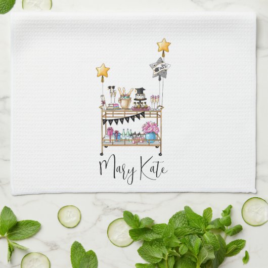 Personalisierter Abschluss Bar - Lässiges Skript Geschirrtuch (Gefaltet)