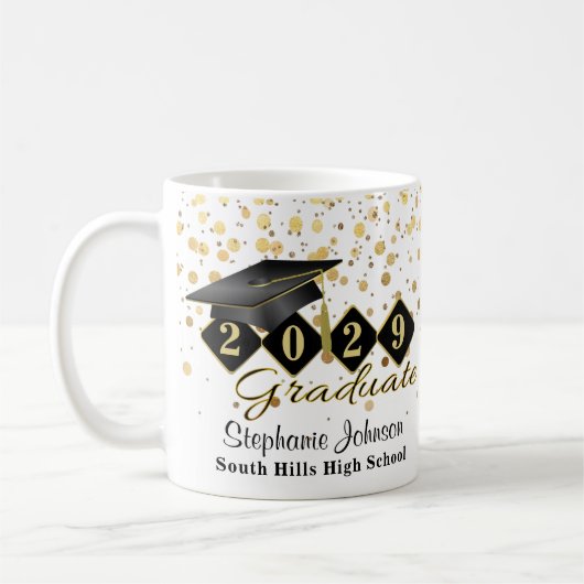 Personalisierter Abschluss Black & Gold 20XX Kaffeetasse (Links)