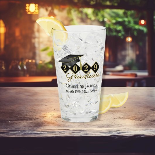 Personalisierter Abschluss Black & Gold Glas