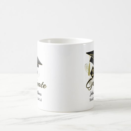 Personalisierter Abschluss Black & Gold Kaffeetasse (Mittel)