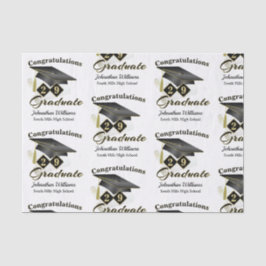 Personalisierter Abschluss Black & Gold Seidenpapier