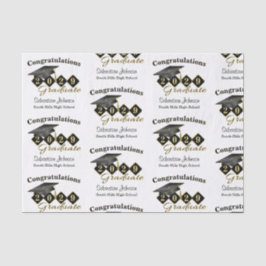 Personalisierter Abschluss Black & Gold Seidenpapier