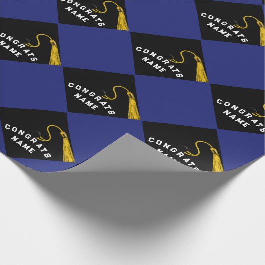 Personalisierter Abschluss Blau Geschenkpapier (Ecke)