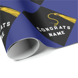 Personalisierter Abschluss Blau Geschenkpapier