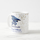 Personalisierter Abschluss Blau und Gold Kaffeetasse (Vorderseite Links)