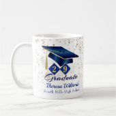 Personalisierter Abschluss Blau und Gold Kaffeetasse (Links)