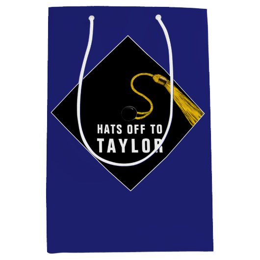 Personalisierter Abschluss Blue Medium Geschenktas Mittlere Geschenktüte (Vorderseite)