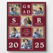 Personalisierter Abschluss Burgundy FotoCollage Fotoplatte (Vorderseite)