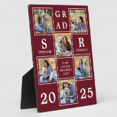 Personalisierter Abschluss Burgundy FotoCollage Fotoplatte (Seite)