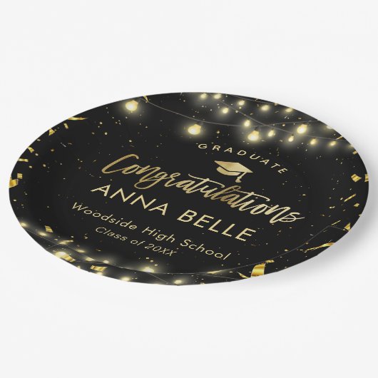 Personalisierter Abschluss Custom Class of 2025 Ch Pappteller (Schrägansicht)