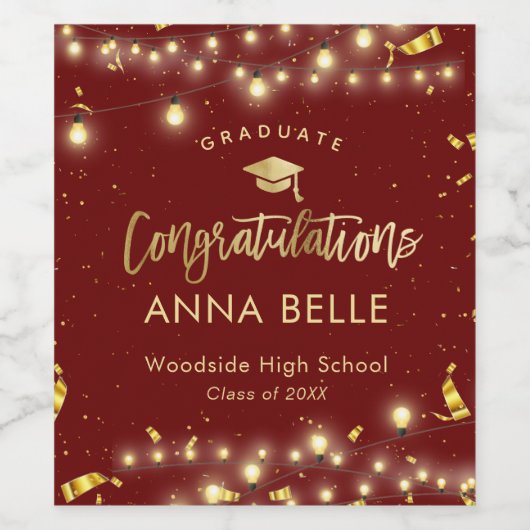 Personalisierter Abschluss Custom Class of 2025 Ch Weinetikett (Einzelnes Label)