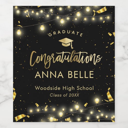 Personalisierter Abschluss Custom Class of 2025 Ch Weinetikett (Einzelnes Label)