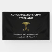 Personalisierter Abschluss der Black Nursing Schoo Banner (Horizontal)
