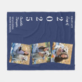 Personalisierter Abschluss Foto Collage Navy Blue Fleecedecke (Vorderseite (Horizontal))
