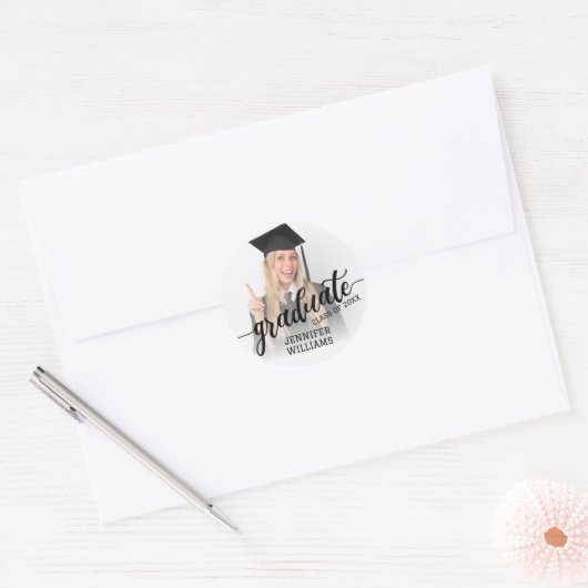 Personalisierter Abschluss Foto Graduate Party Runder Aufkleber (Umschlag)