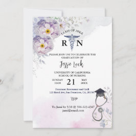 Personalisierter Abschluss für Krankenpflege Lila Einladung