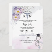 Personalisierter Abschluss für Krankenpflege Lila  Einladung (Vorne/Hinten)