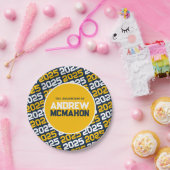 Personalisierter Abschluss für Navy Blue und Gold Pappteller (Party)