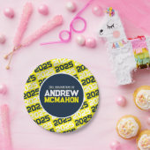 Personalisierter Abschluss Gelb und Navy Blue Pappteller (Party)