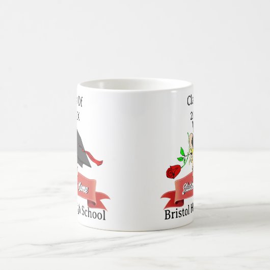 Personalisierter Abschluss - Geschenkgutschein Rot Kaffeetasse (Mittel)