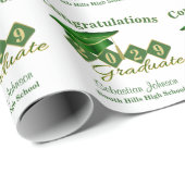 Personalisierter Abschluss Grün & Gold Geschenkpapier (Rolleneckpunkt)