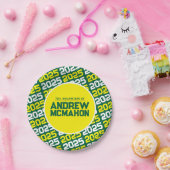 Personalisierter Abschluss grün und gelb Pappteller (Party)