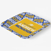 Personalisierter Abschluss in Blau und Gold Pappteller (Gewinkelt)