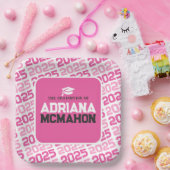 Personalisierter Abschluss in Pink und Weiß Pappteller (Party)